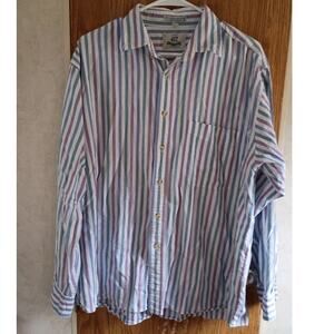 Vintage Van Heusen 417 Stripe Button Up Shirt Single Needle Cotton Large